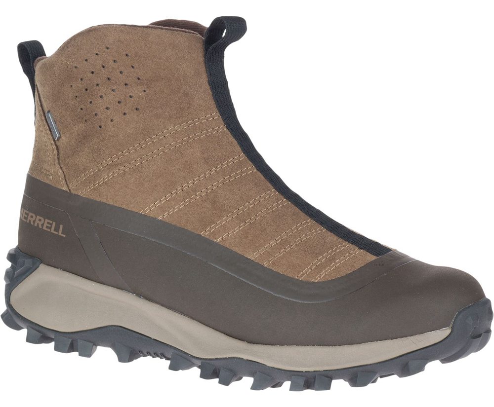 Kozaki Merrell Męskie Brązowe - Thermo Snowdrift Zip Mid Shell - 357648-PTM